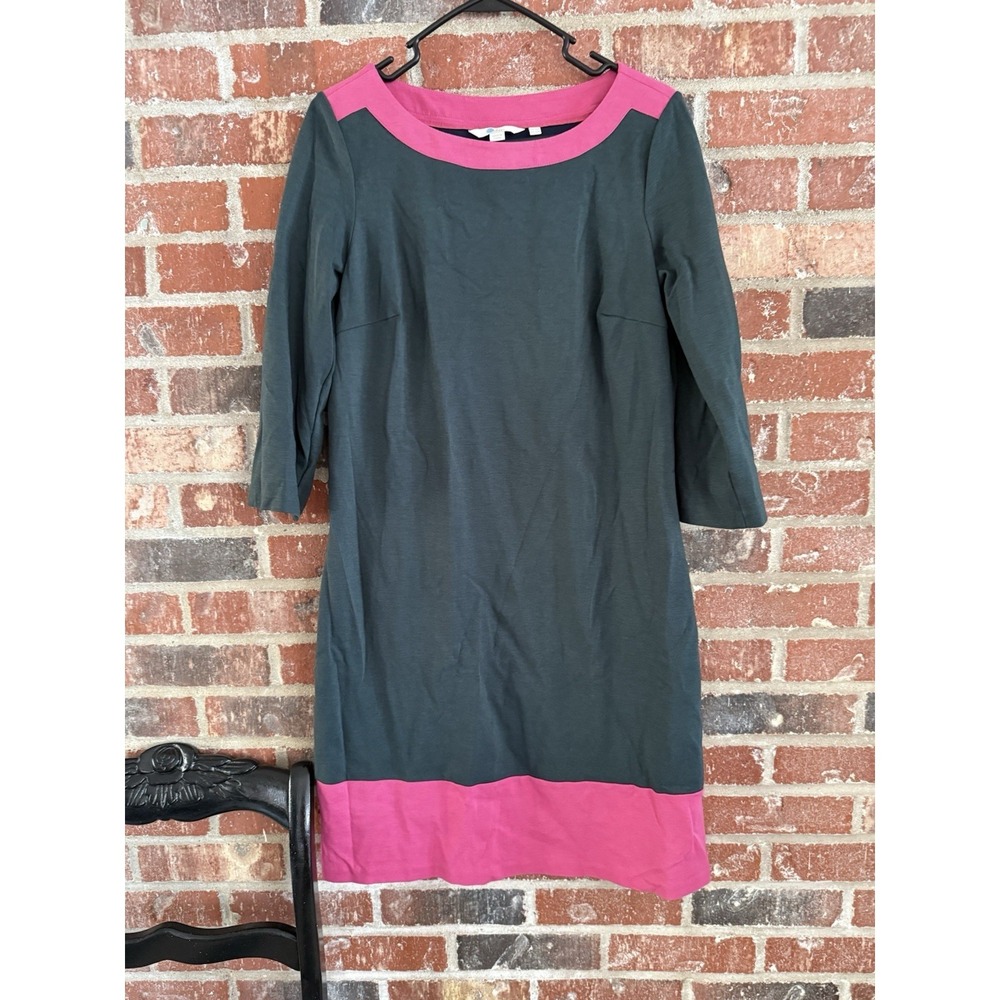 Boden Womens Coralie Jersey Dress‎ Sz US 10L Color Green Pink 100% Cotton